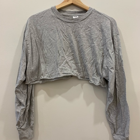 Grey TNA Laid Back Longsleeve crop top - Picture 9 of 10